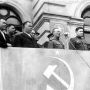 Митинг, посвященный встрече участников  Великой Отечественной войны, 1941-1945 гг. (слева направо) Р. Ибрагимов — председатель Президиума ВС БАССР, С. Вагапов — второй секретарь обкома ВКП(б), 1945 г.